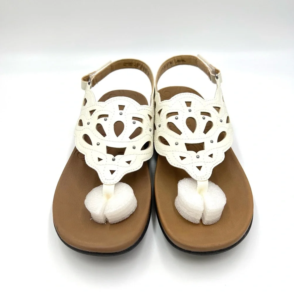 Rockport Womens Size 7 Ridge Sling Ivory‎ White Cutout Summer Sandals Shoes